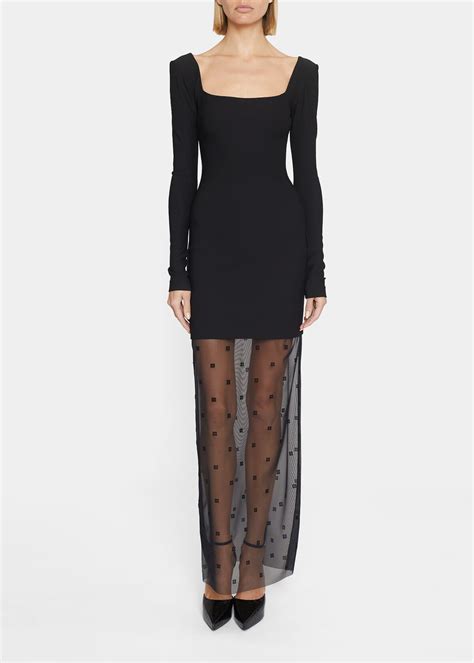 givenchy square neck dress|Givenchy pleated dress.